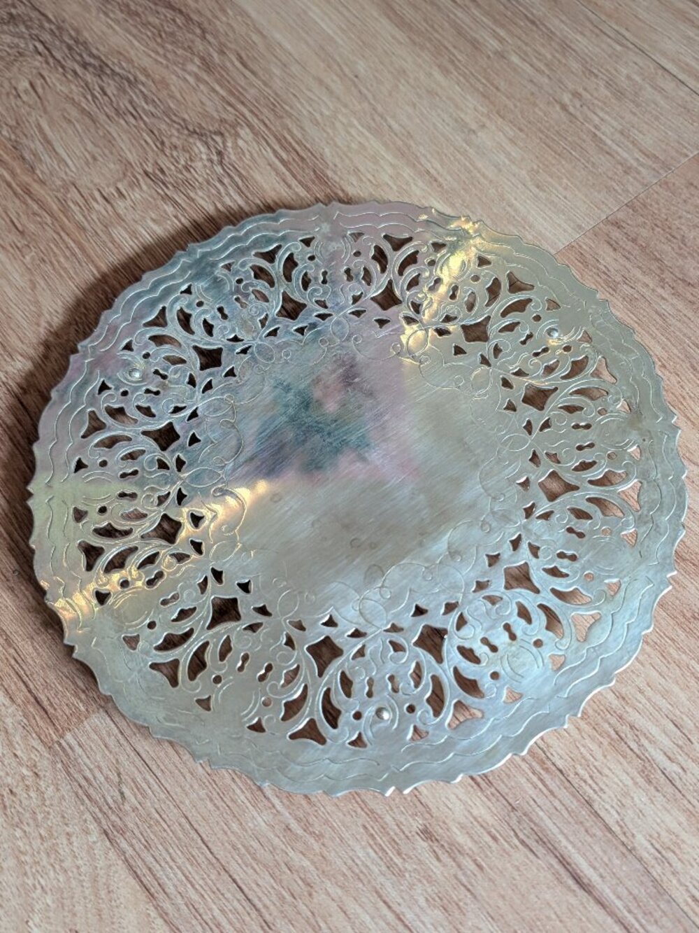 Vintage William Adams Italy Silver Plated Pierced Trivet / Cake Stand